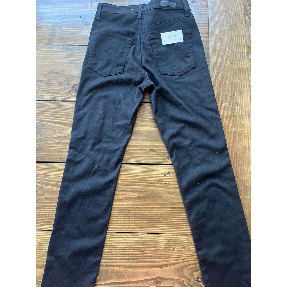 AG Adriano Goldschmied Alexxis Slim High Rise Distressed Black Jeans 27 - Picture 6 of 10